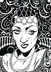 Olga Borodina - karikatur av den russiske operasangeren (mezzosopran)